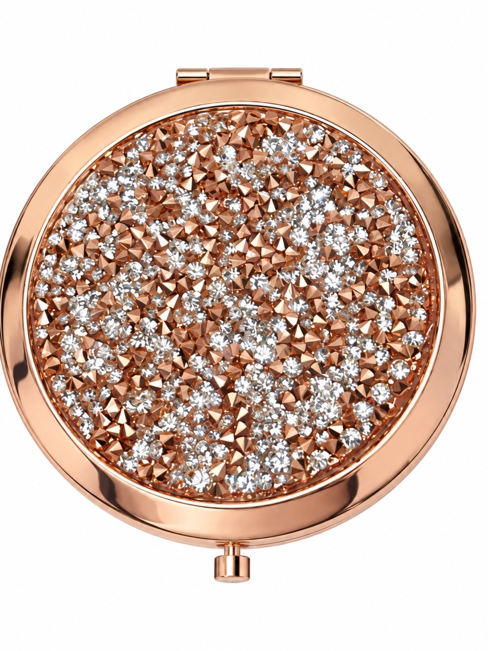 Rose Gold Crystal Compact Mirror